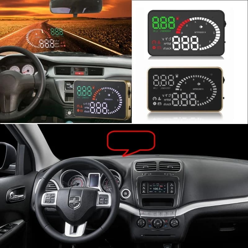 Display Head-Up per Auto Dodge Journey, Caliber, Ram 1500, Charger, Challenge 2010-2024, Proiettore Schermo di Sicurezza