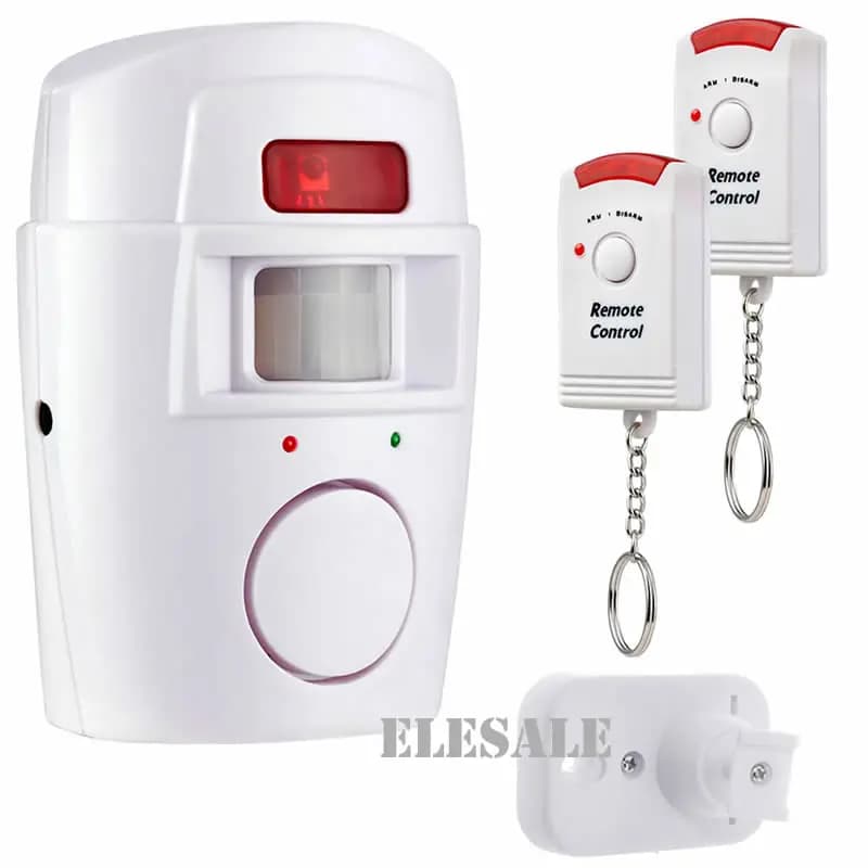Allarme rilevatore sensore di movimento PIR wireless con 2 telecomandi per porte e finestre per sistema di sicurezza allarme carvan garage capannone domestico