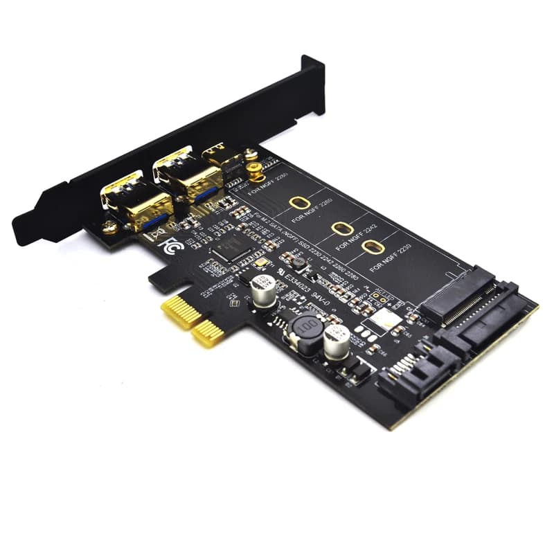 2x USB 3.0 e type-c M.2 PCIe Adapter M2 SSD SATA B Key to PCI-e 3.0 Controller Converter Riser Card per 2280 2260 2242 2230 NGFF