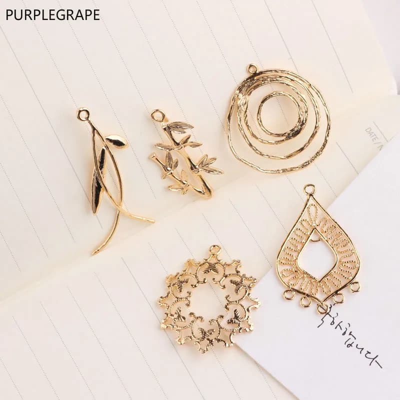 Copper plated 18K gold color earrings diy earrings jewelry accessories necklace pendant tree branches dream catcher 4pcs