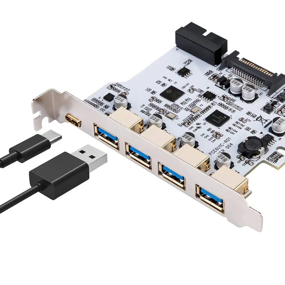 Aggiungi sulla scheda Scheda di espansione USB 3.0 PCI-E Type C Controller PCI Express PCI-E a USB 3.0 Adattatore scheda PCI-E USB 3.1 a 5 porte + 1 porta