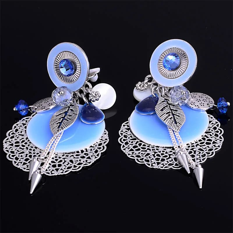 Miasol Trendy Unique Designer Luxury Fashion orecchino con enemal e piuma orecchini in stile europeo dal design unico E1420