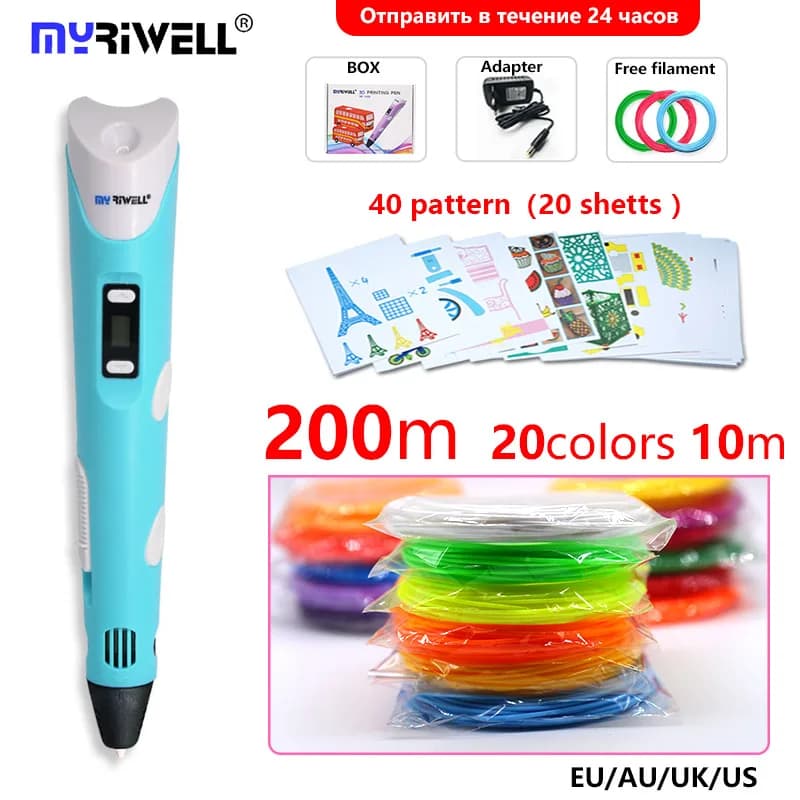 Myriwell 3d pen LED/display LCD 1.75mm filament 3d pen 3d pen handle 3d pen Smart Child birthday gift toys with pattern
