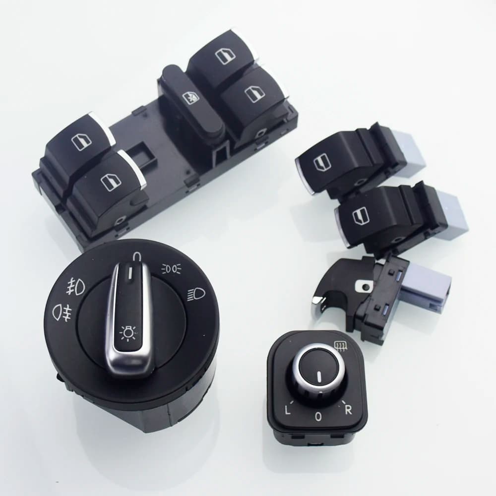 Interruttore fari + interruttore specchietto laterale cromato per VW Golf 5 6 Jetta 5 6 Passat B6 Touran Tiguan Scirocco Amarok