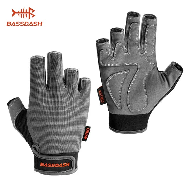 Bassdash Astro Guanti da pesca resistenti con impugnatura sicura Guanti senza dita da uomo e da donna per il gioco Pesca Kayak Paddle Vela