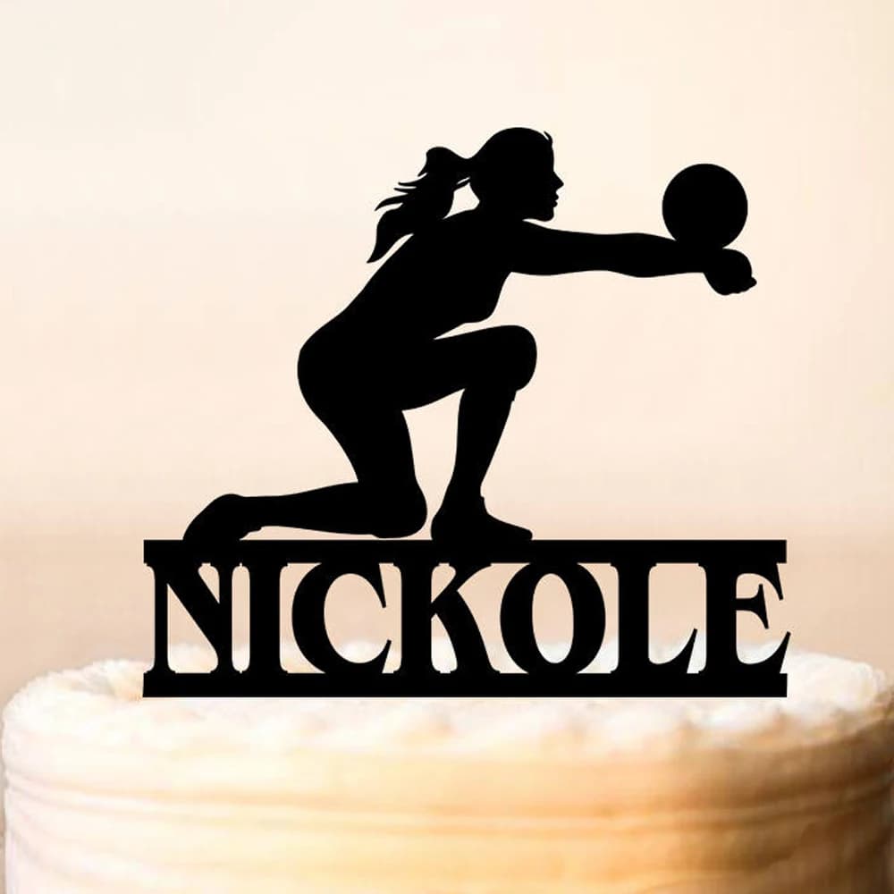 Customized Name Balloon Birthday Cake Topper, Volleyball Party Decor For Birthday, Volleyball Girls Silhouette