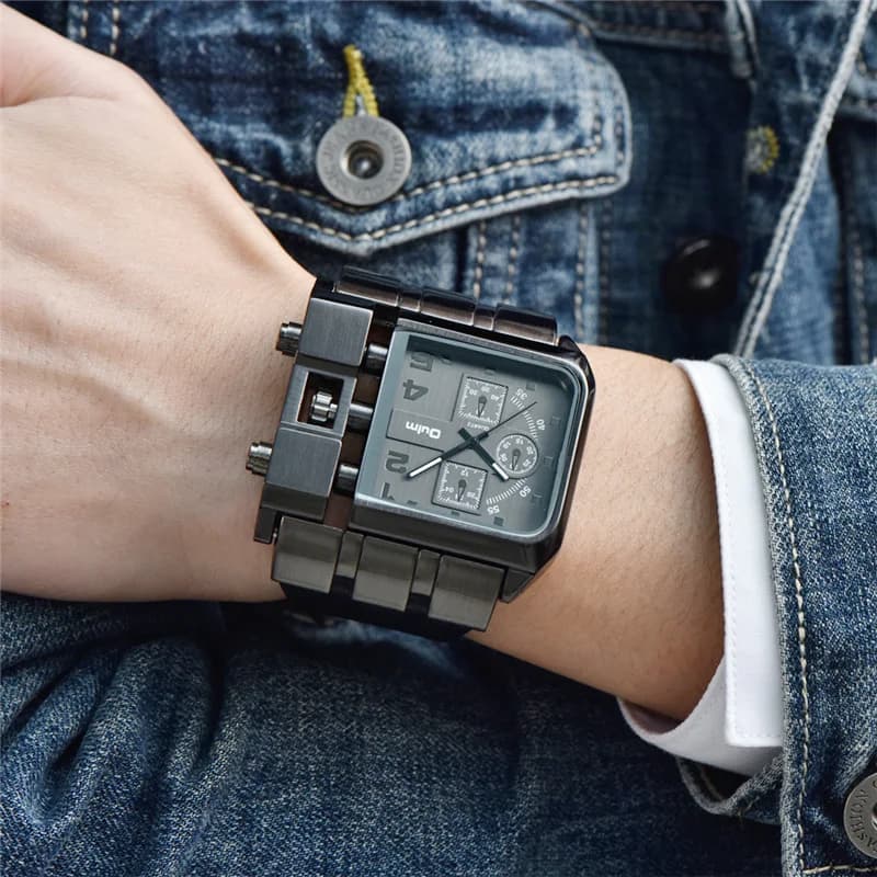 Oulm marca 3364 orologio da polso da uomo quadrato dal design unico ampio quadrante grande cinturino in pelle casual orologio al quarzo orologi sportivi maschili