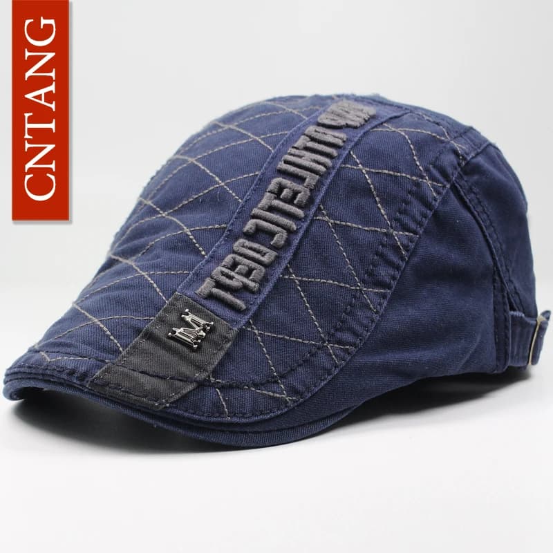 CNTANG Moda Primavera E Autunno Vintage Beret Lettera Fibbia Berretti piatti per uomo Cotone Retro Berretti Casual Visiera Cappello Designer Cap