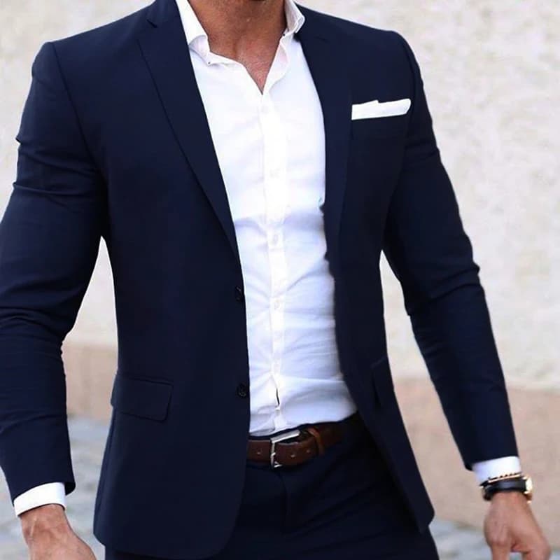 Gli uomini di Estate Abiti Su misura di Peso Leggero E Traspirante Blu Uomo Vestito, blu Navy Freddo Su misura Da Sposa Estate Abbigliamento Per Gli Uomini
