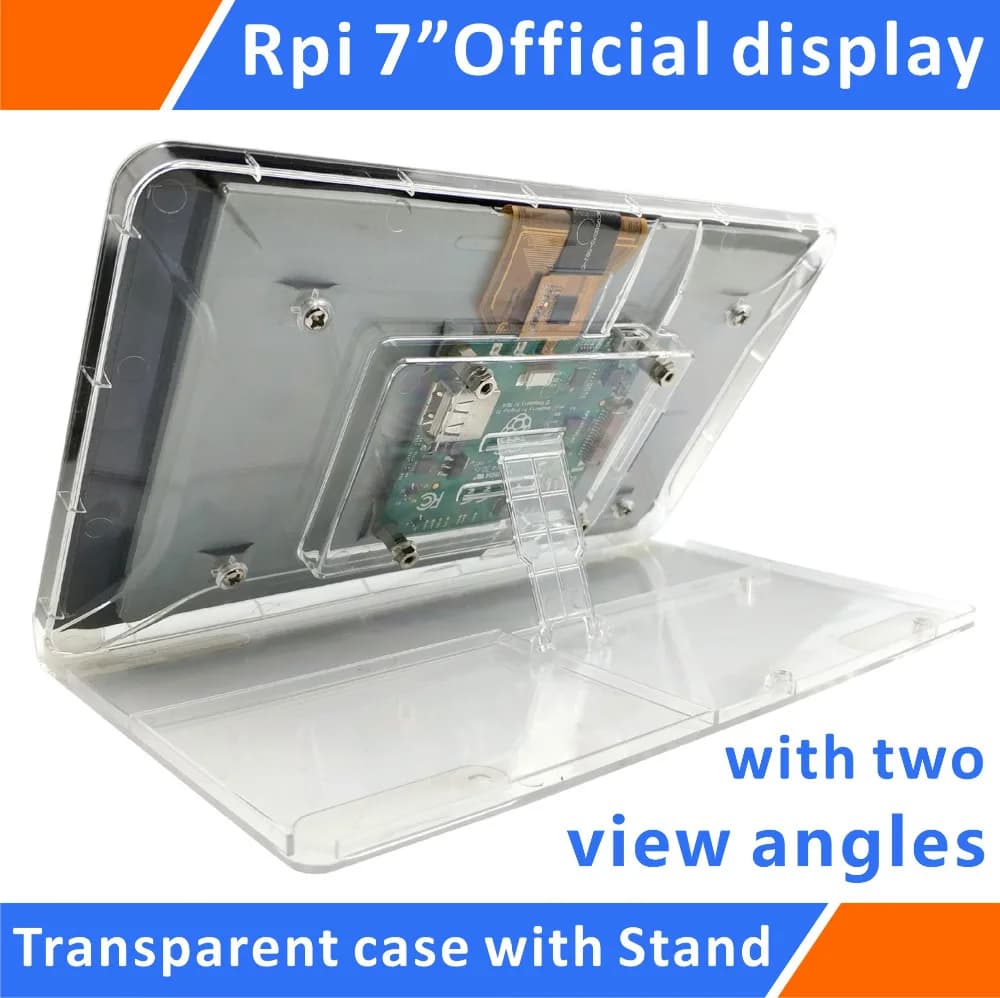 Transparent ABS case with official touchscreen display Raspberry Pi 7 with adjustment support