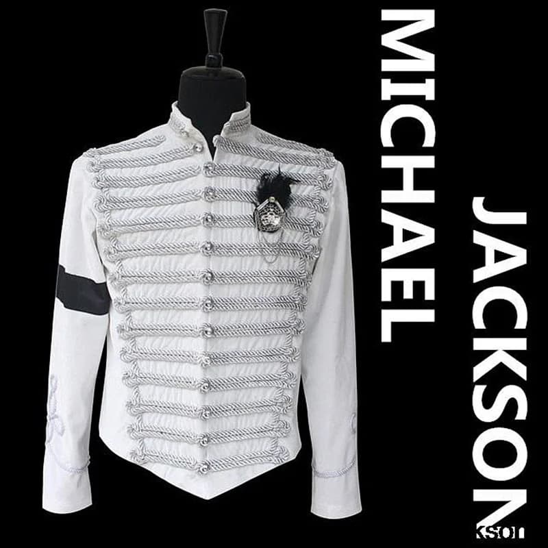 MJ Michael Jackson Classic Handmade Inghilterra Giacca Militare Bianco Vestito Convenzionale Casaul Halloween show Collezione Regalo