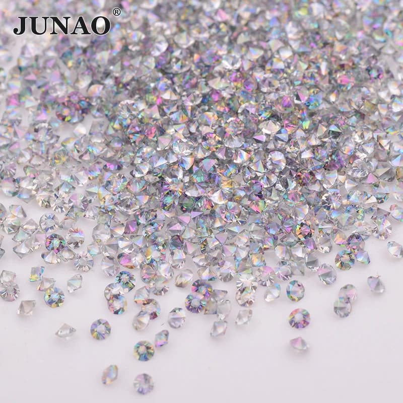 JUNAO 1.2mm Trasparente Viola Pixie Vetro Strass Nail Art Pietre Glitter Mini Cristalli Micro Strass 1440 pezzi per l'artigianato