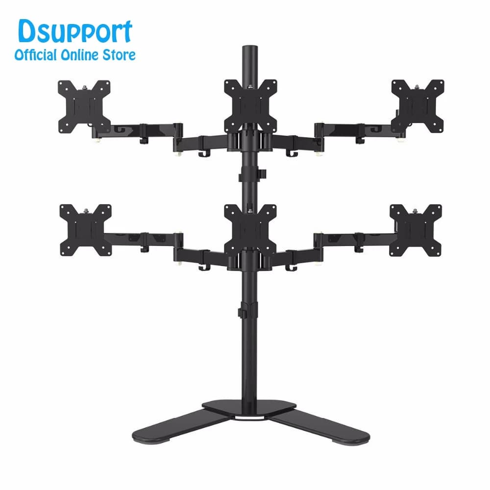 Support for 6-arm LED LCD monitors Mounting bracket on desk Robust and fully adjustable 6 screens 180 degree removable swivel arm