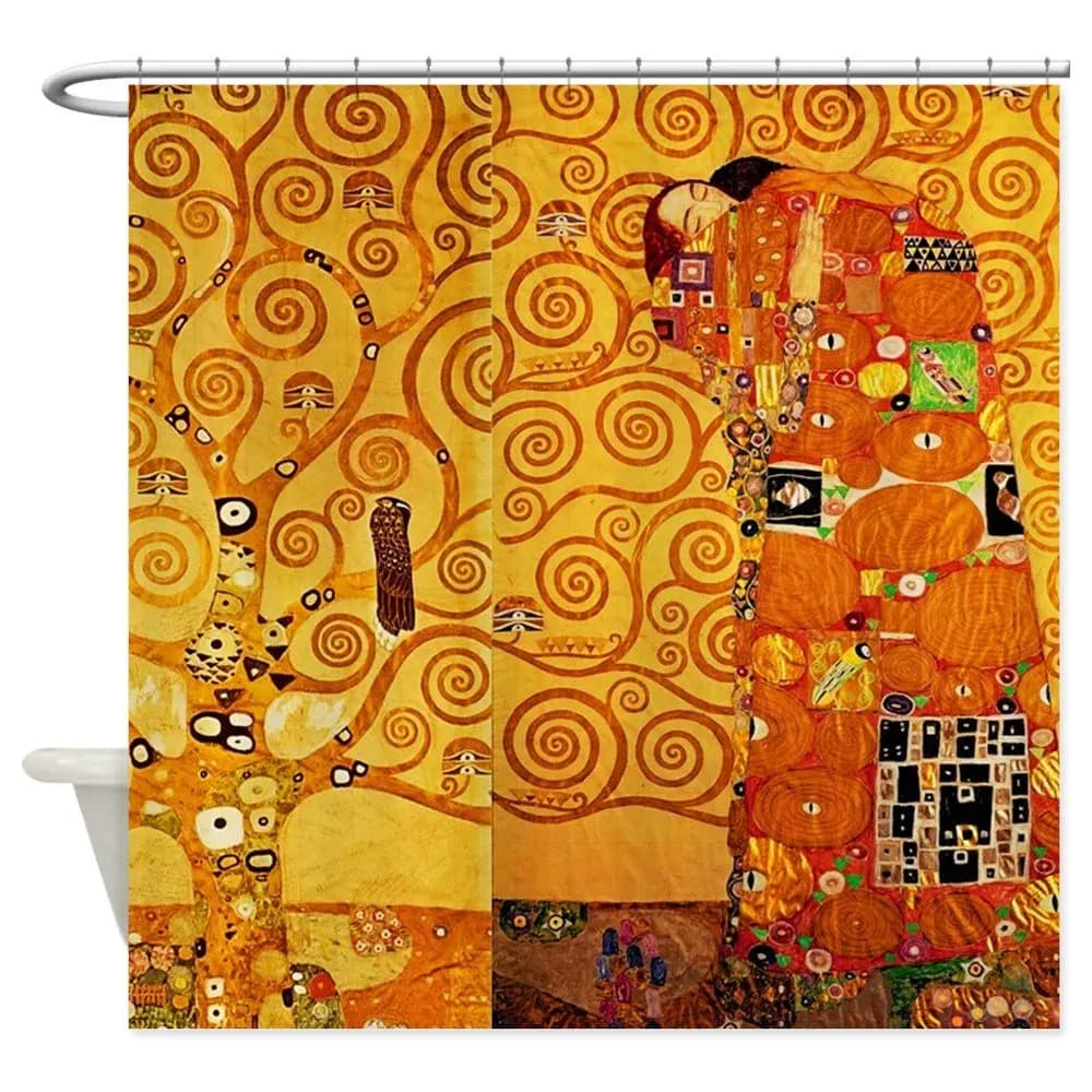 Gustav Klimt Tree of Life Art Nouveau tenda da doccia in poliestere per bagno in tessuto decorativo