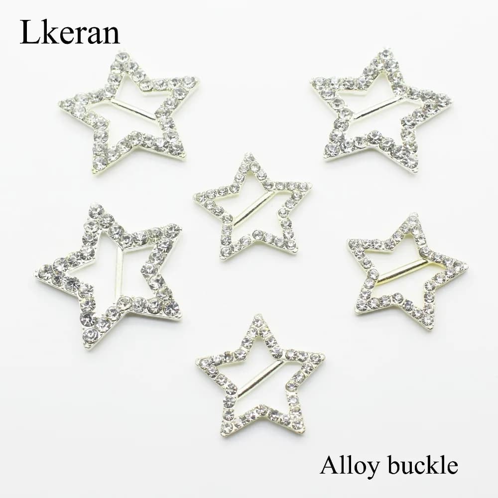 33mm/ 26 millimetri 10Pcs Del diamante del Metallo fibbie Star-A Forma di FAI DA TE Di Cristallo invito carta di decorazione di Cerimonia Nuziale Del Nastro cursore Accessori Per Capelli