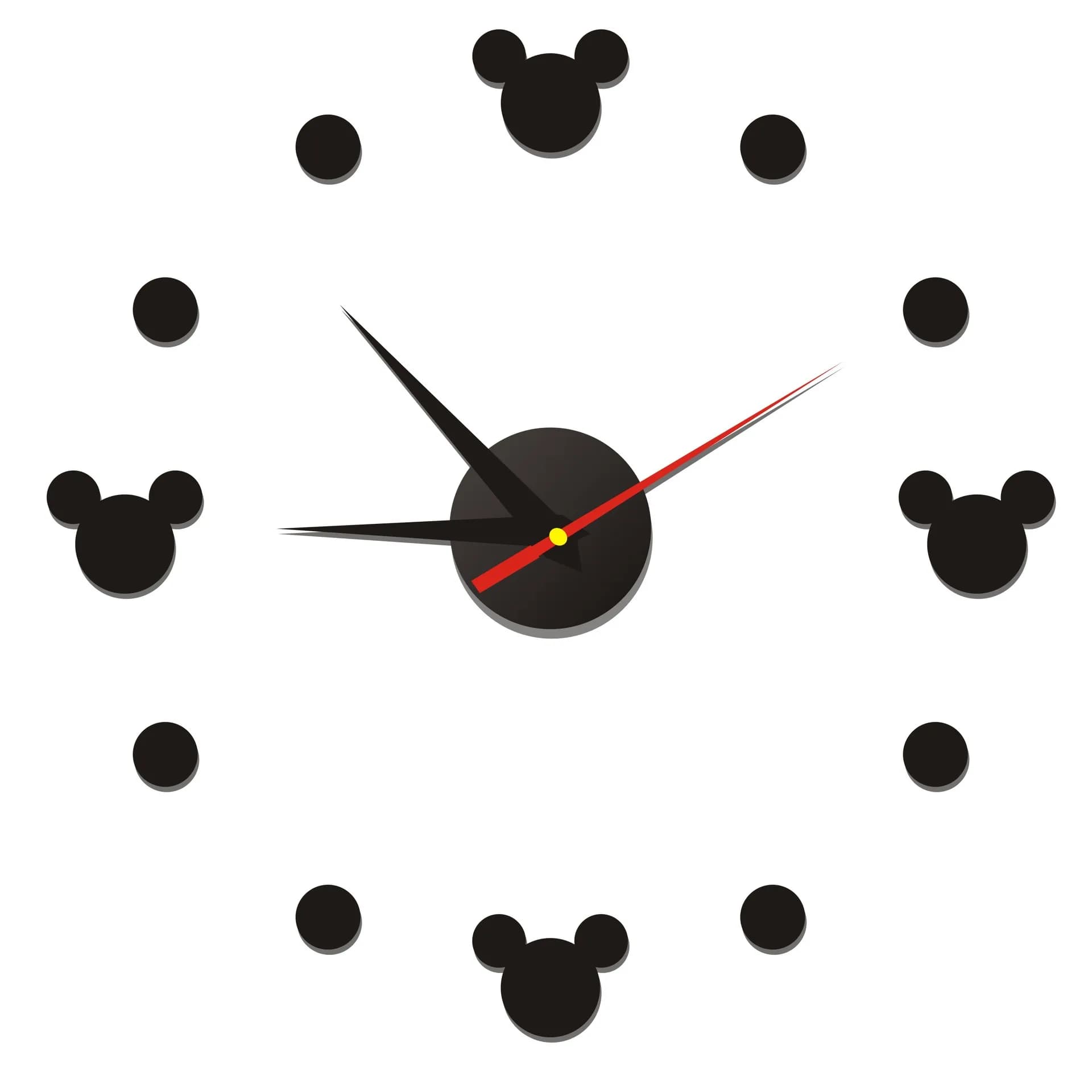3D Cartoon Mickey DIY Wall Mirror Clock Sticker, DIY acrylic mirror wall clock decal and murals for home decoration