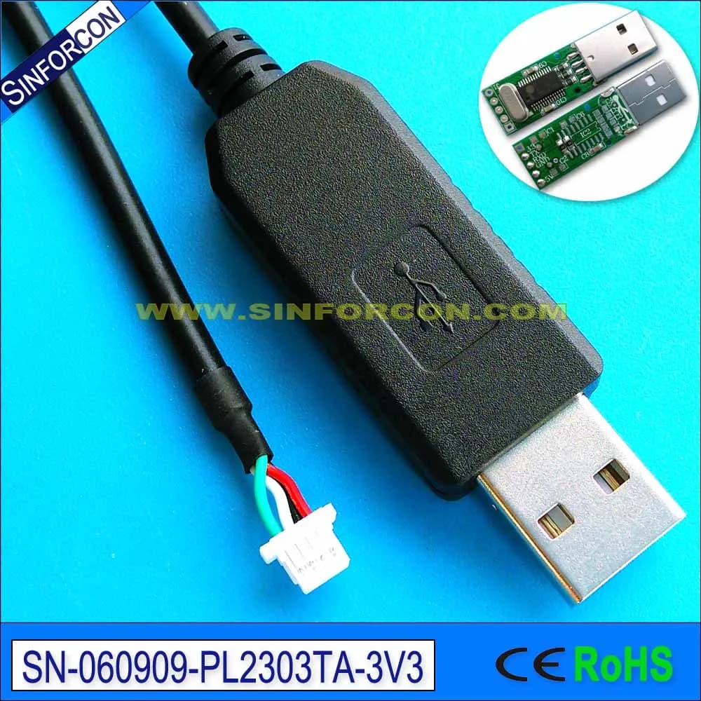 Prolific USB to Serial Comm Port COM PL2303 USB UART TTL 3.3L Level to JST SH1.0mm 4P Shr-04v-s-b Download Flash Upgrad Cable
