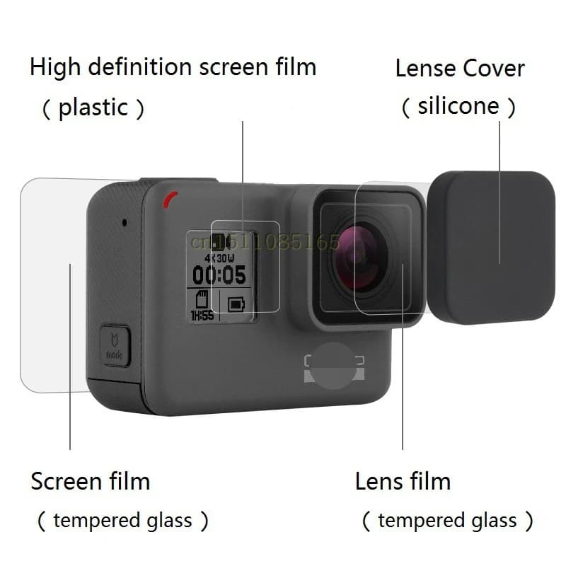 Fish clown for Gopro Hero 5/6/7 film for lenses black protection LCD screen protective film lens cover tempered glass / cover for gopro7 6 5