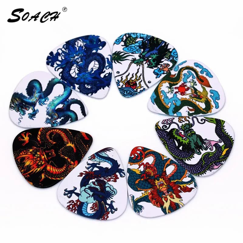 SOACH 10 pz/lotto 1.0mm di spessore tracolla per chitarra parti di chitarra cool Dragon design plettri per chitarra