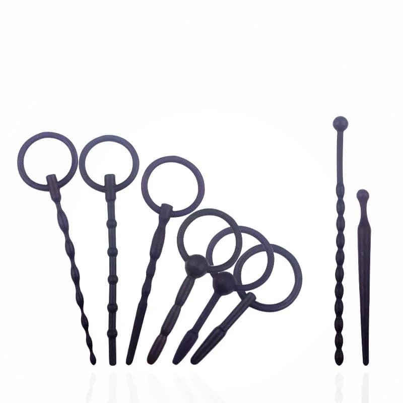 Inserto uretrale con perline in silicone Plug per pene Cum-Thru Giocattoli adulti del sesso Prodotti del sesso Set di allenatori sonori Sensazioni piacevoli Hollow