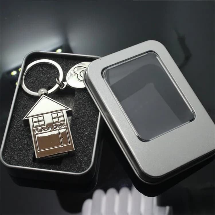 Logo personalizzato USB 2.0 Cute Metal House Shape USB Flash Drive 8GB 16GB 32GB 64GB Usb Memory Stick Pendrive Gift