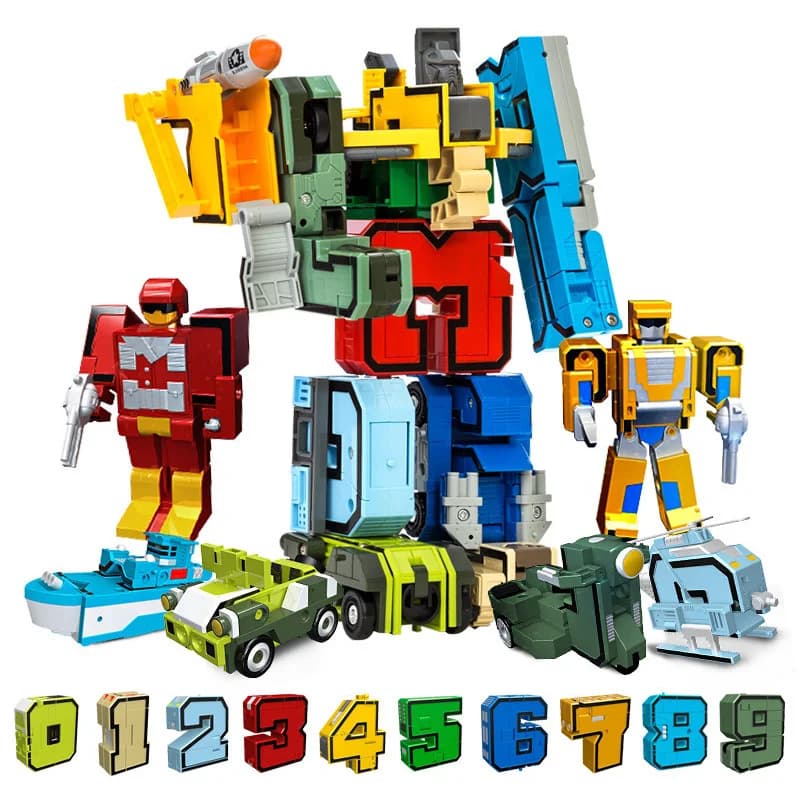 10Pcs assemblaggio creativo blocchi educativi Action Figure trasformazione del numero Robot Deform Plane Car Gift Toys for Children