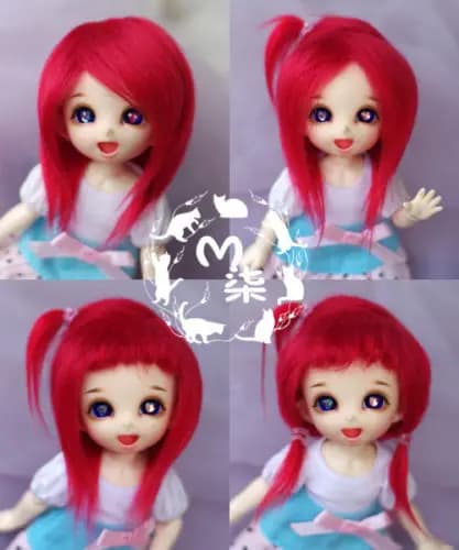 Nuovo 1/12 3-4 pollici 9-10cm 1/8 4-5 pollici 12cm 14cm BJD parrucca in tessuto peluche parrucca in pelliccia di colore rosso per AE PukiFee lati parrucca antiscivolo BJD Doll