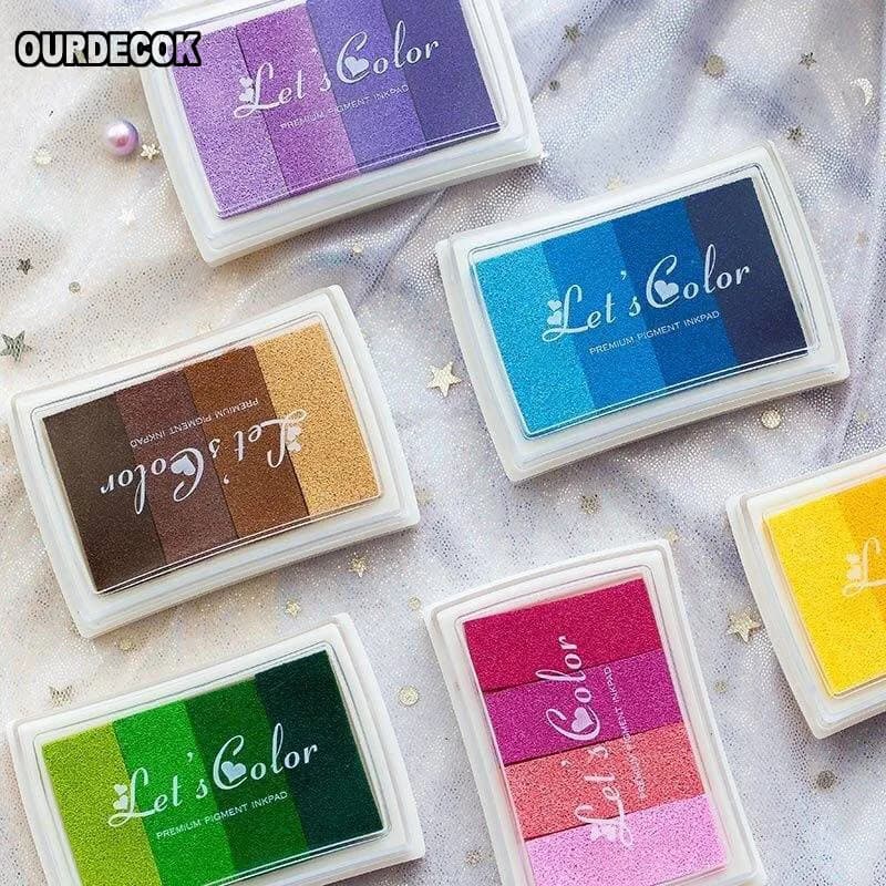 Multicolour Creative DIY Oil Rubber Stamps Set Ink Pad for Vivid Scrapbook Albums Card-making Craft Fingerprint Tree