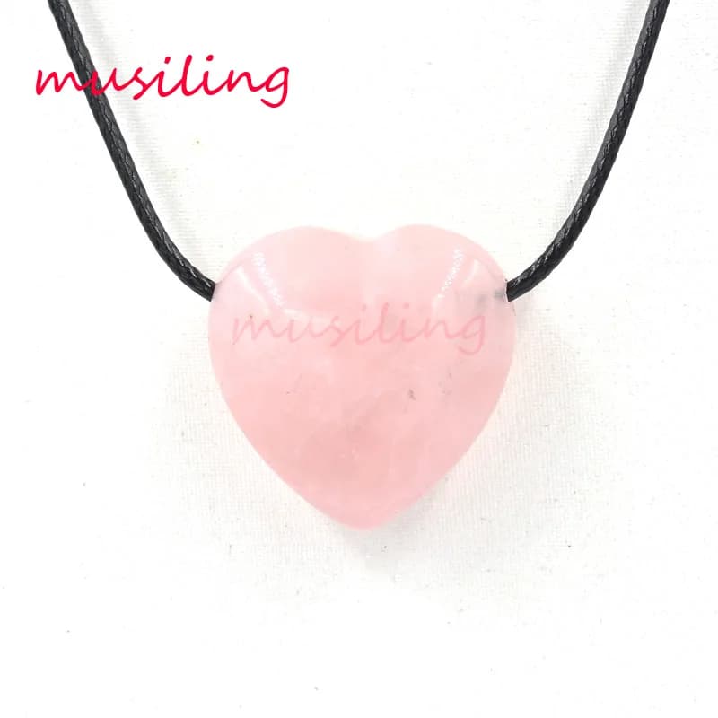 Gioielli al dettaglio collana con ciondolo a cuore pietra naturale cristallo rosa Reiki pendolo accessori Charms gioielli per amanti 1 pz