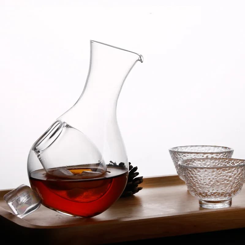 Creativo stile giapponese bottiglia di vino in vetro foro per il pollice Sake Glass Ice Jug criceto Nest Cooling Room Wine Pourer Decanter Set