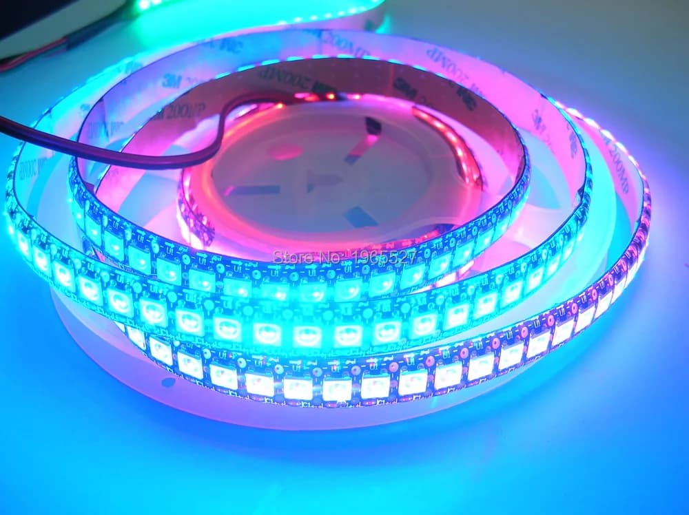 1M WS2812/WS2812b RGB LED Digital Strip Light 144 LEDs/m 5V Black PCB Waterproof IP65 with Built-in 144PCS WS2811 IC Chip