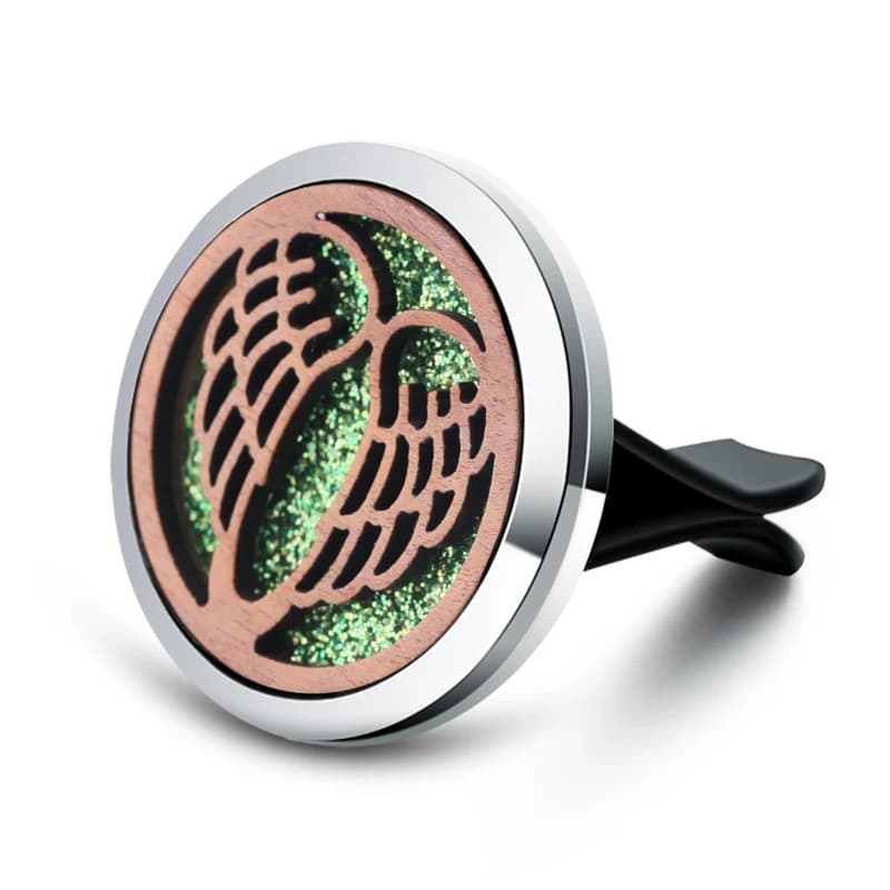 New Vintage Legno Ali d'angelo Aromaterapia Diffusore per auto Deodorante per auto in acciaio inossidabile Profumo Olio essenziale Medaglioni Gioielli