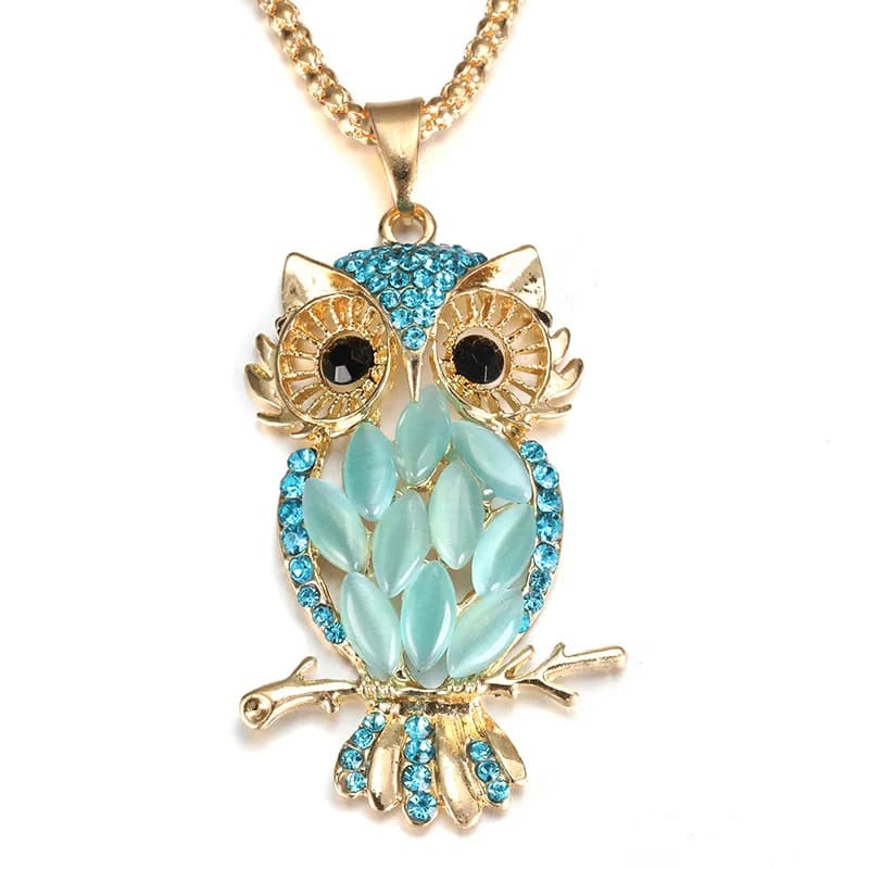 MODKISR Woman pendant with golden zircons Gufo Aromatherapy Medallion Diffuser of essential oils Necklace with magnetic opening Jewels