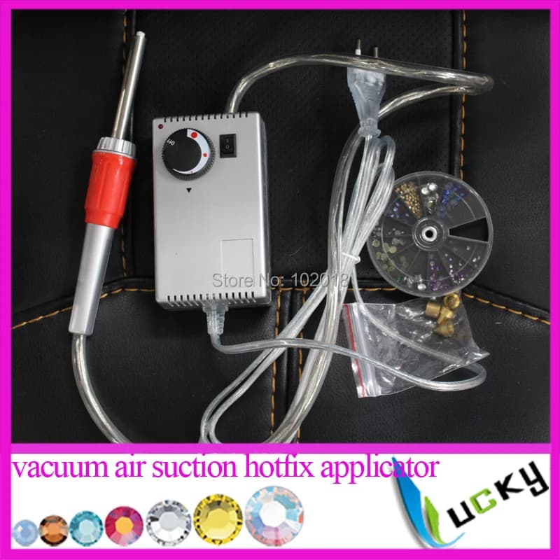 Passato CE 1 pz Aria di aspirazione pick-up & Applicatore Hotfix Vuoto hot fix bacchetta Gun per ferro sopra strass cristalli strumenti + spina partite