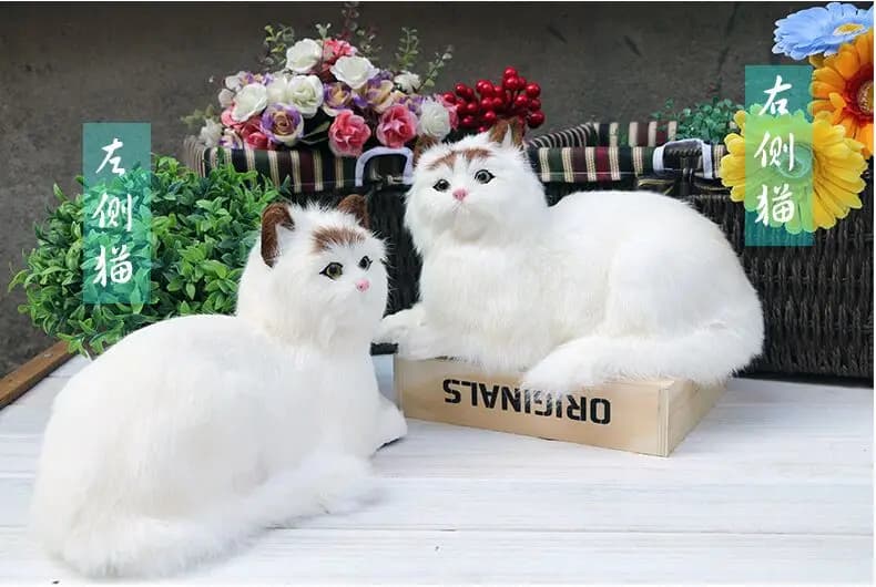 un pezzo grande simulazione sdraiato gatto giocattolo polietilene e pellicce testa gialla modello di gatto regalo circa 31x17x18 cm 2897
