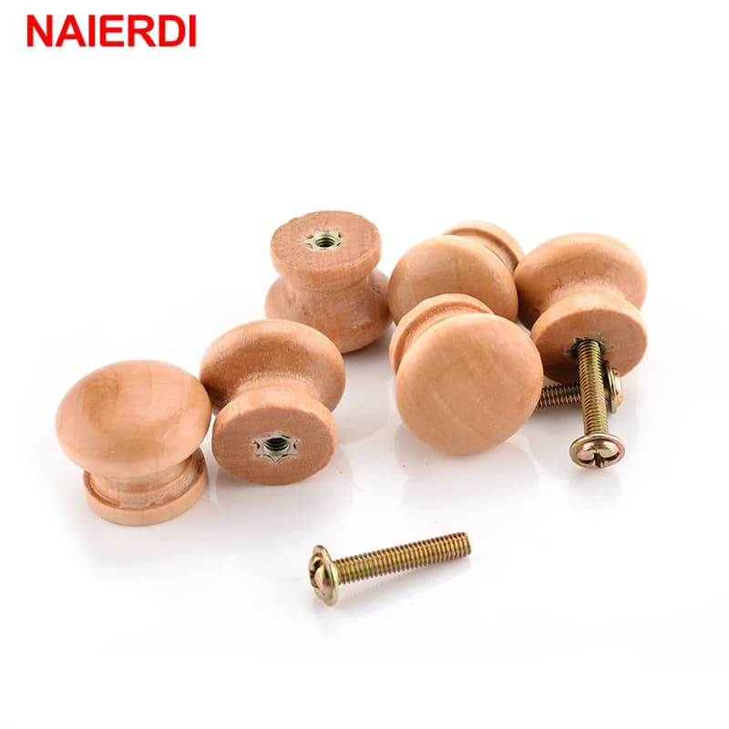 10 pz NAIERDI Maniglie 2.5X2 CM In Legno Naturale Dell'armadio Del Cassetto Guardaroba Manopole Porta Tirare Maniglia Della Cucina Ferramenta Per Mobili