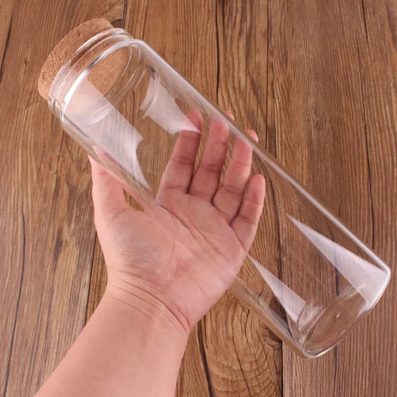 4 pezzi 78*220*62mm 800ml bottiglie di vetro trasparente con tappo di sughero spezie vuote frutta a guscio bottiglie di stoccaggio vasetti artigianato regalo fiale