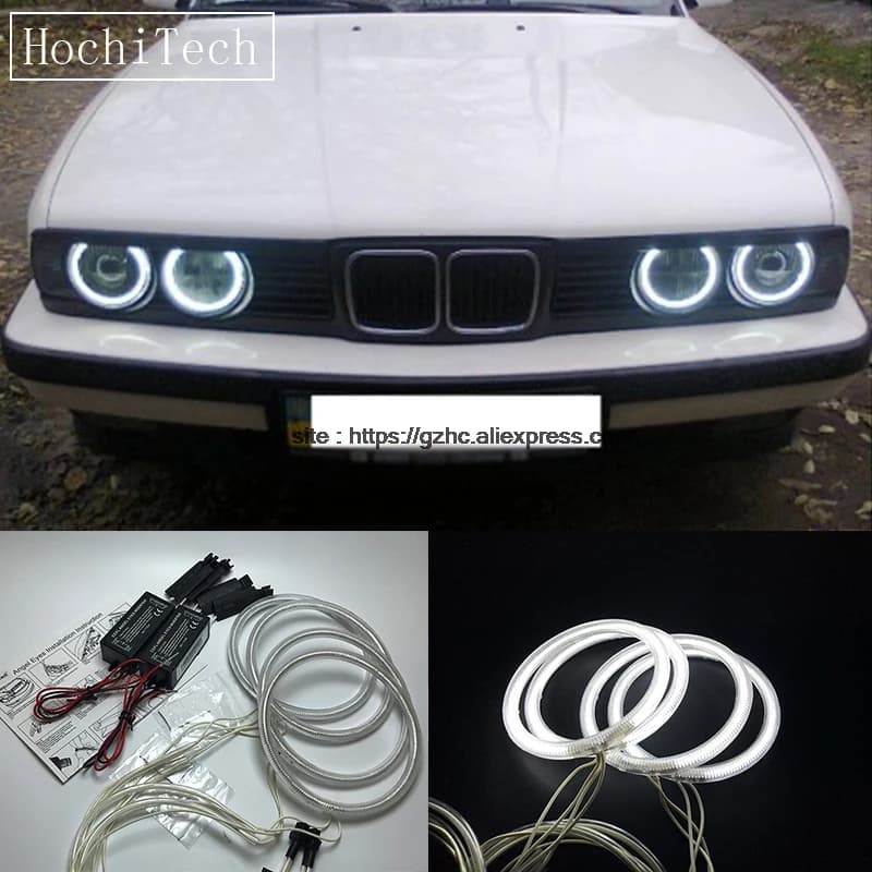 HochiTech per BMW E30 E32 E34 1984-1990 Ultra Bright Day Light DRL CCFL Angel Eyes Demon Eyes Kit anello bianco caldo 120mm * 4