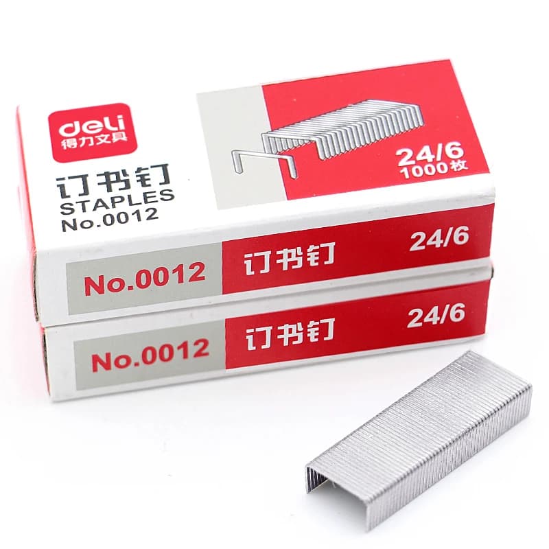 1 scatola Deli 1000 pezzi graffette metalliche normale 24/6 cucitrice argento chiodo scuola forniture per ufficio cancelleria documento aziendale strumento di rilegatura
