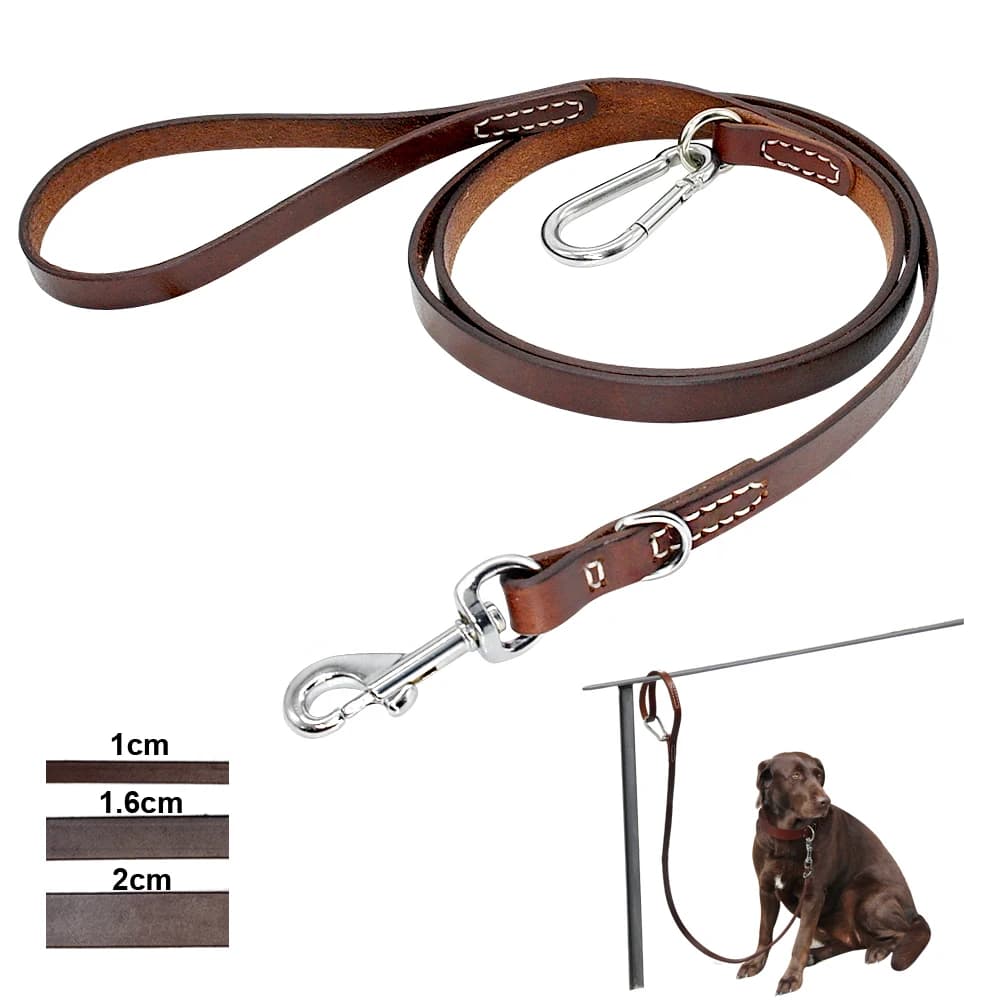 Guinzaglio per cani Pitbull in pelle Guinzaglio per cani di taglia grande e durevole con fibbia da alpinismo Guinzagli per animali domestici all'aperto per cani di taglia media