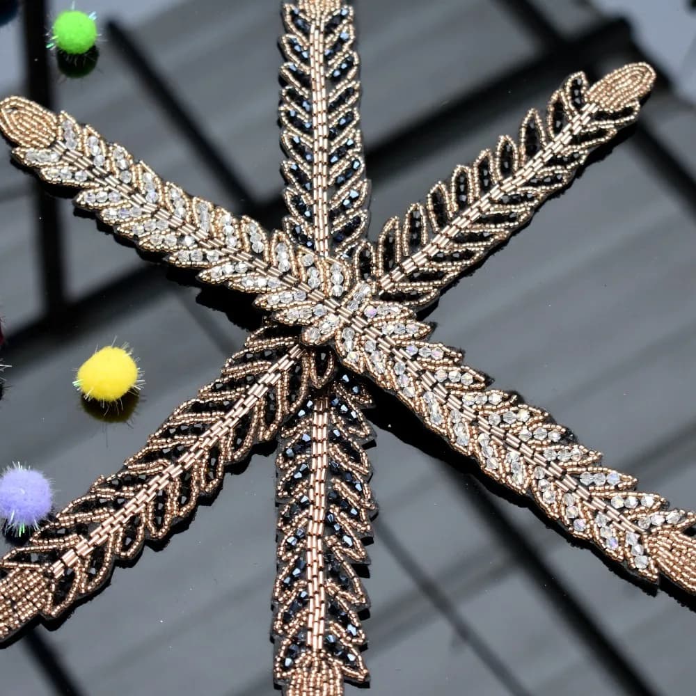 Lungo foglia foglie fatti a mano applique cystal strass bead ricamato trim nappa della frangia del merletto FAI DA TE cucire patch di cintura da sposa