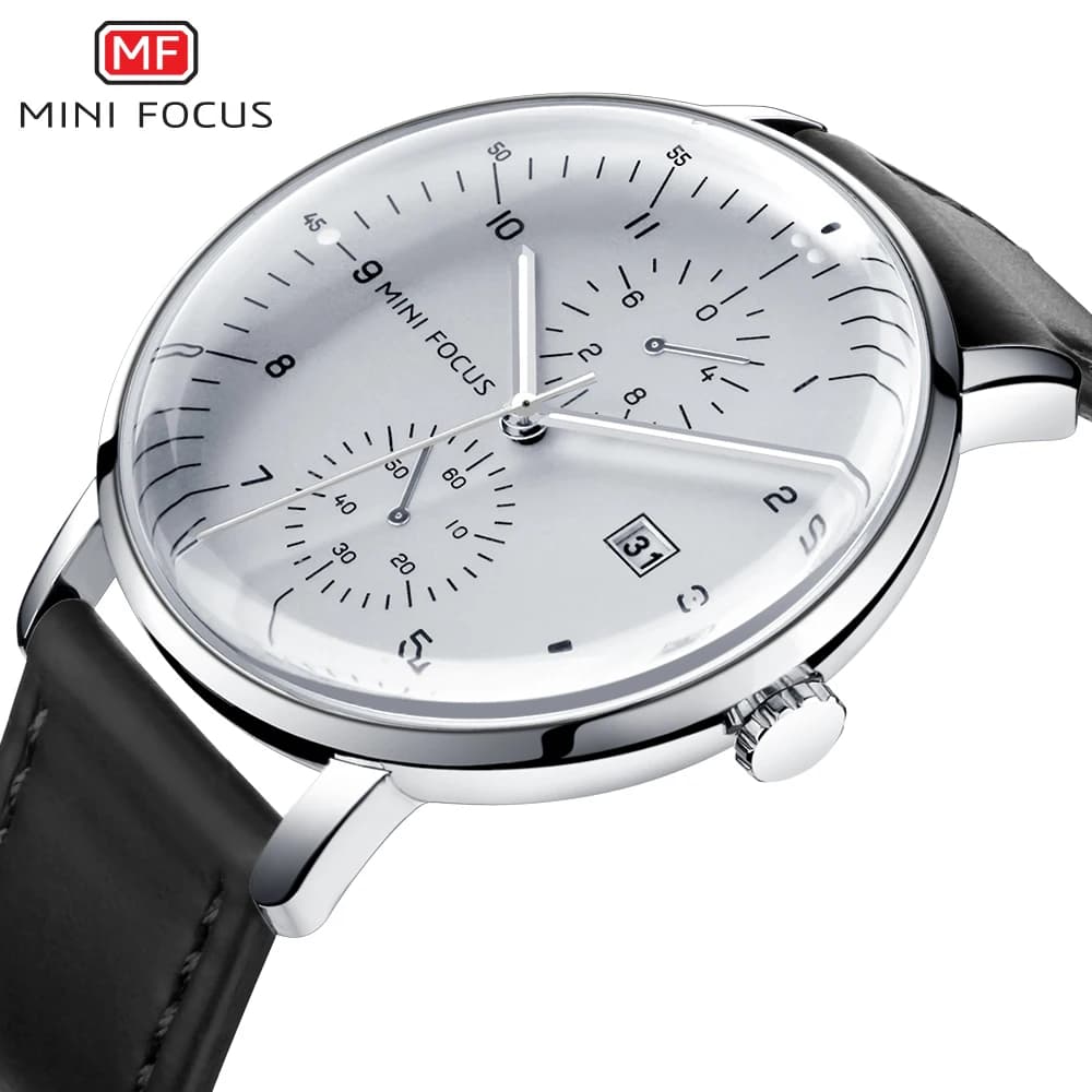 MINI FOCUS men's watch luxury quartz watches from the best brands men's wristwatch in real leather fashion Casual new waterproof watch