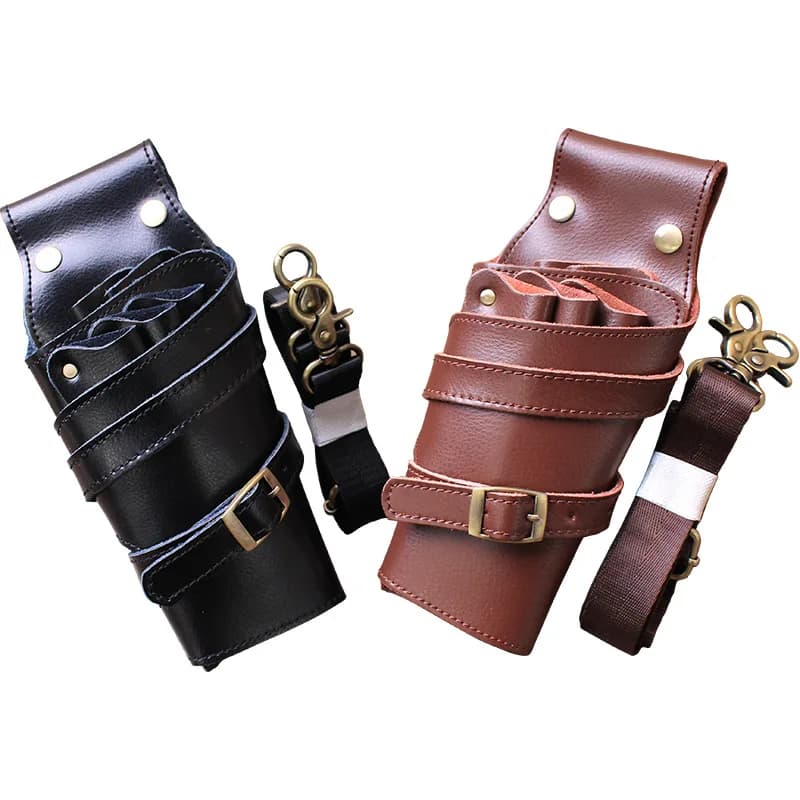 Forbici del Cuoio Genuino del Sacchetto Strumenti di Cura Dei Capelli Salone di Barbiere Fondina Toolkit di Parrucchiere Tasche Del Sacchetto Borse Tracolla Regolabile Cintura