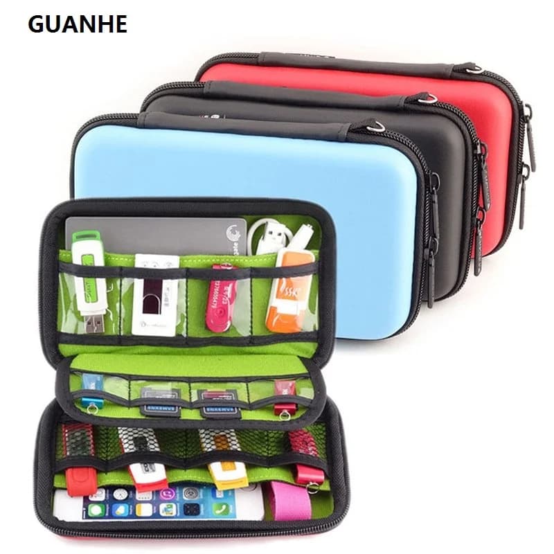GUANHE Custodia per disco rigido impermeabile per auricolari USB Flash Borse di archiviazione digitali organizzare la scatola pochette disque dur 2.5 Disco rigido