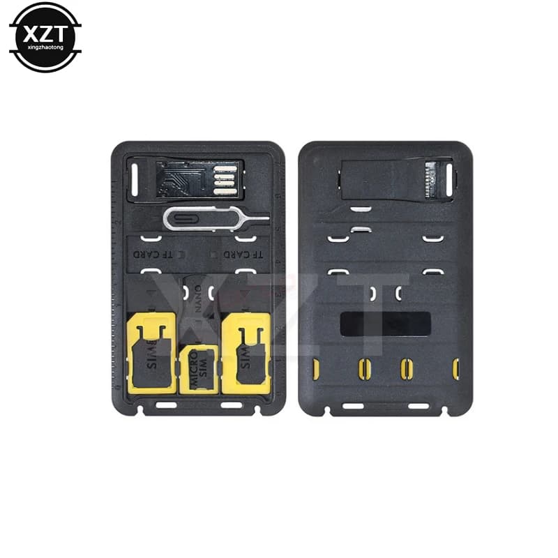 Kit scatola di immagazzinaggio adattatore Mini SIM Card universale 5 in 1 per custodia protettiva per lettore di schede di memoria Nano Micro SIM Card