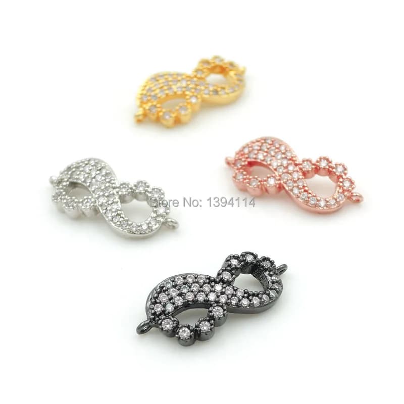 18*8*2mm Micro Pave Clear CZ Eight connectors suitable for women as accessories for DIY Bracelets