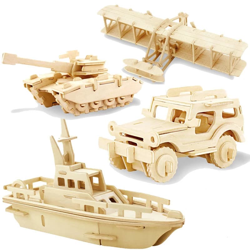 3D fai da te puzzle in legno giocattolo serie militare carro armato modello di veicolo set creativo assemblato educativo puzzle giocattoli regali per bambini bambini