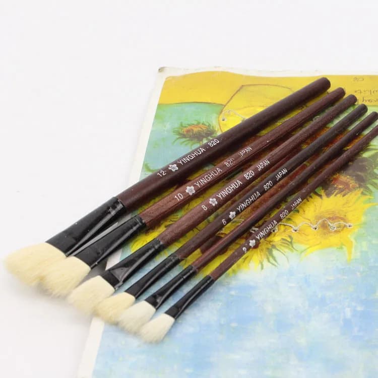 wool sheep flat tail oil painting brush Kids Watercolor Gouache Painting Pen Wooden Handle Paint Brush Set Drawing Art Supplies