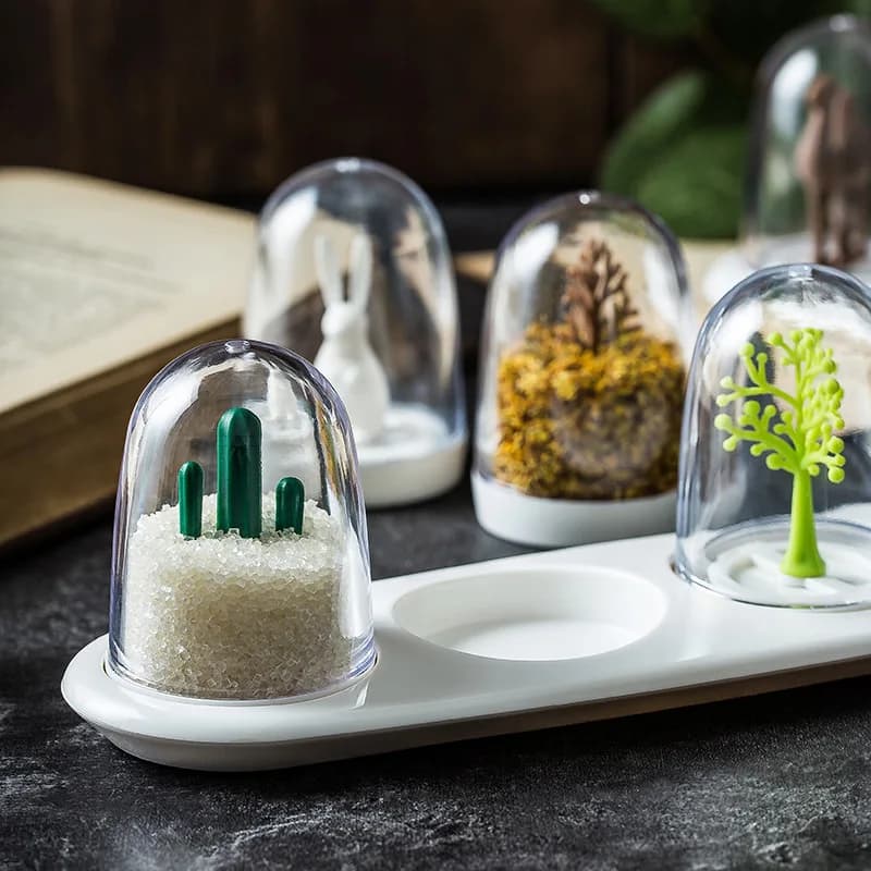 4 pz/lotto Scatola di Condimento Set con Coperchio Combinazione di Utensili Da Cucina per la Casa Scandinava Di Natale Barattoli di Spezie Bottiglia di Condimento