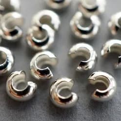 Solid 925 sterling argento crimpare perline di copertura per fare la collana e braccialetto dei monili, componenti fai da te forniture, 1 coppia